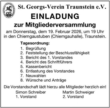 Einladung zur Mitgliederversammlung